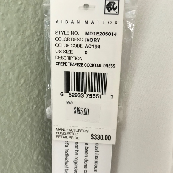 NWT Aidan Mattox Lace SS Crepe Trapeze Dress SZ 0 - Picture 7 of 7